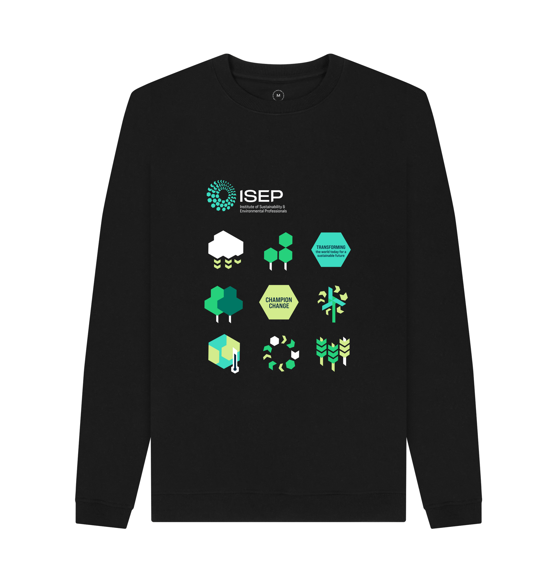 Black Recycled Printed Sweater Front
